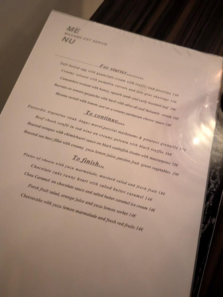 Madame est servie - Menu Image 2