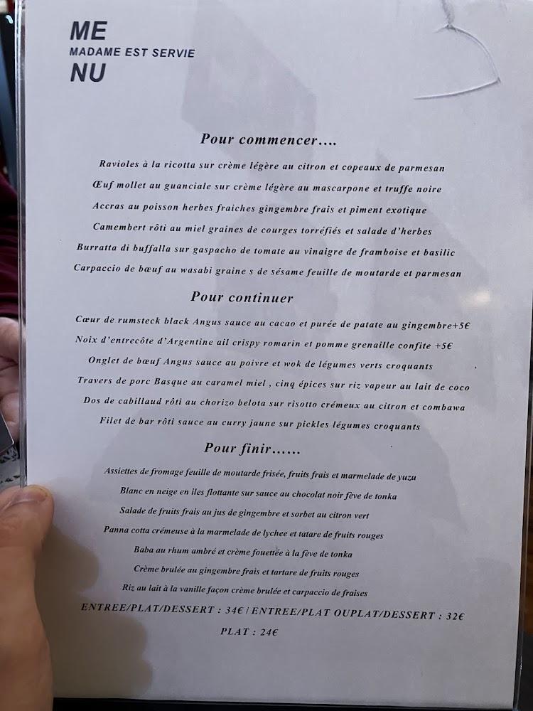 Madame est servie - Menu Image 4